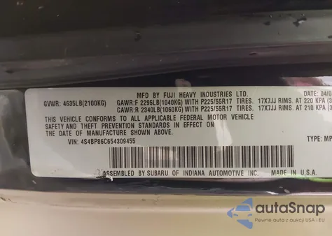 2005 Subaru Outback 3.0R L.l. Bean Edition из США, поврежденный, VIN 4S4BP86C654309455